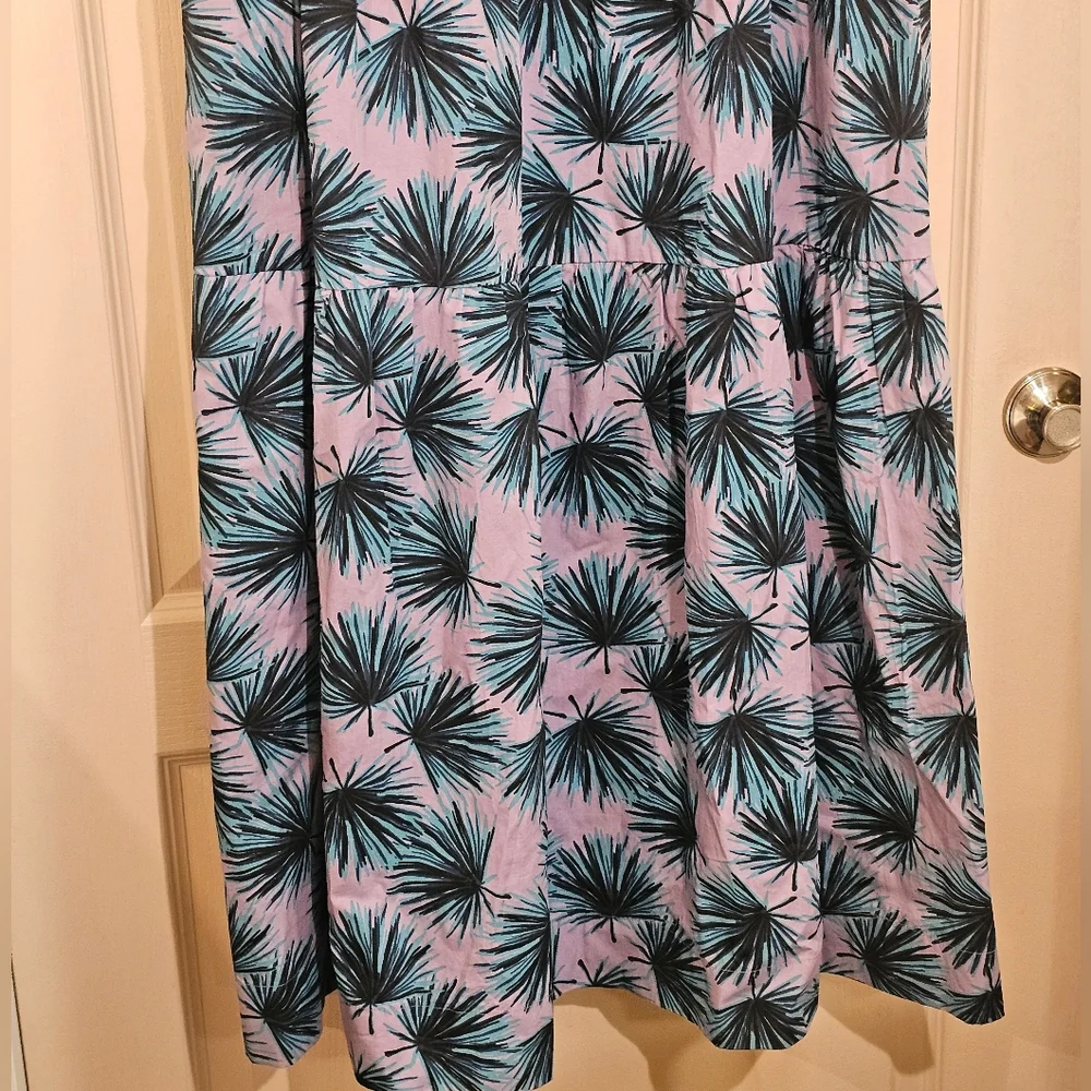 dip Lavender Palm Print Tiered Maxi Dress Cotton L - Picture 4 of 10